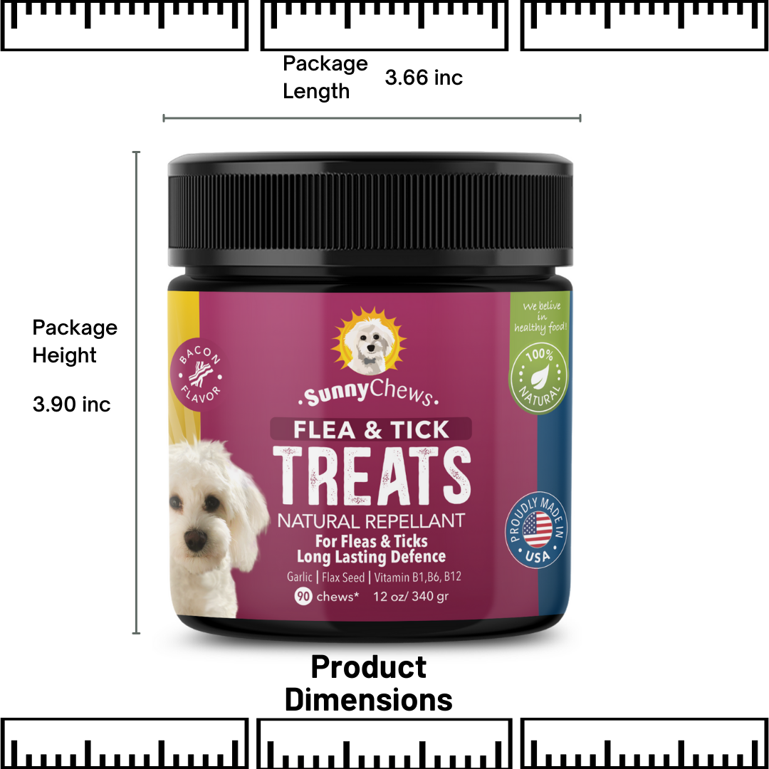 Flea & Tick %100 Natural Repellant Treats For Dogs 90 Chews - 12oz